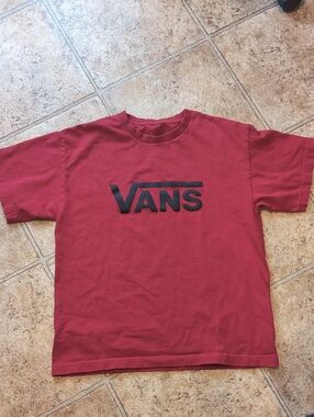 Vans Red Short Sleeve Tee with Black Logo